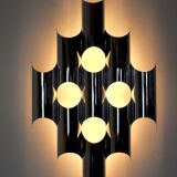 Space-age chrome wall lamp by RAAK, 8 lights, Germany, 1970