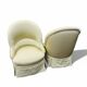 Paire de fauteuils crapaud tapissés pastel vert pomme
