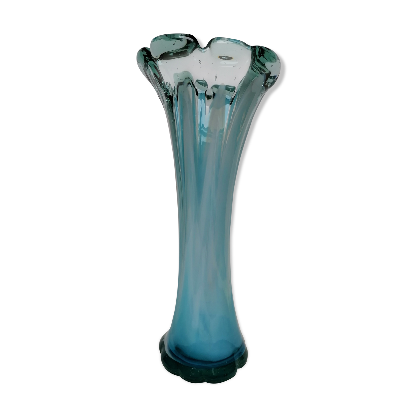 Murano blue glass paste vase