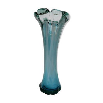 Murano blue glass paste vase