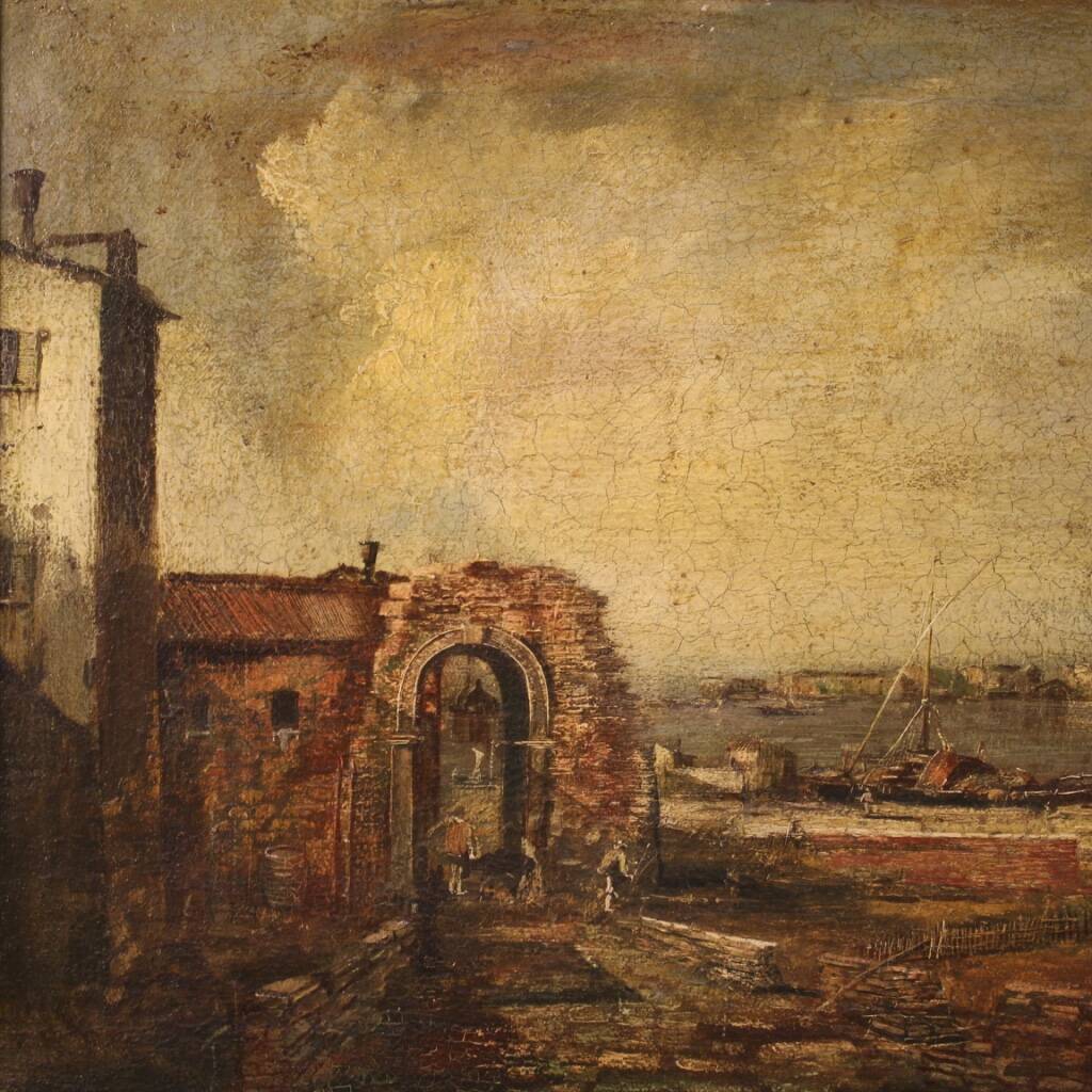 Italian seascape painting oil on canvas