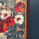 Swedish Oil on Canvas“Red Poppies and White Blossoms” by L. Stokes, Vintage