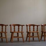 Set of 4 modern Norwegian armchairs by Krogenæs, solid pine, 1950s.