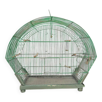 Ancienne Cage à Oiseau Verte