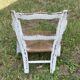 Old children's marsh armchair, straw and painted wood