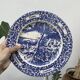6 vintage English blue Staffordshire plates