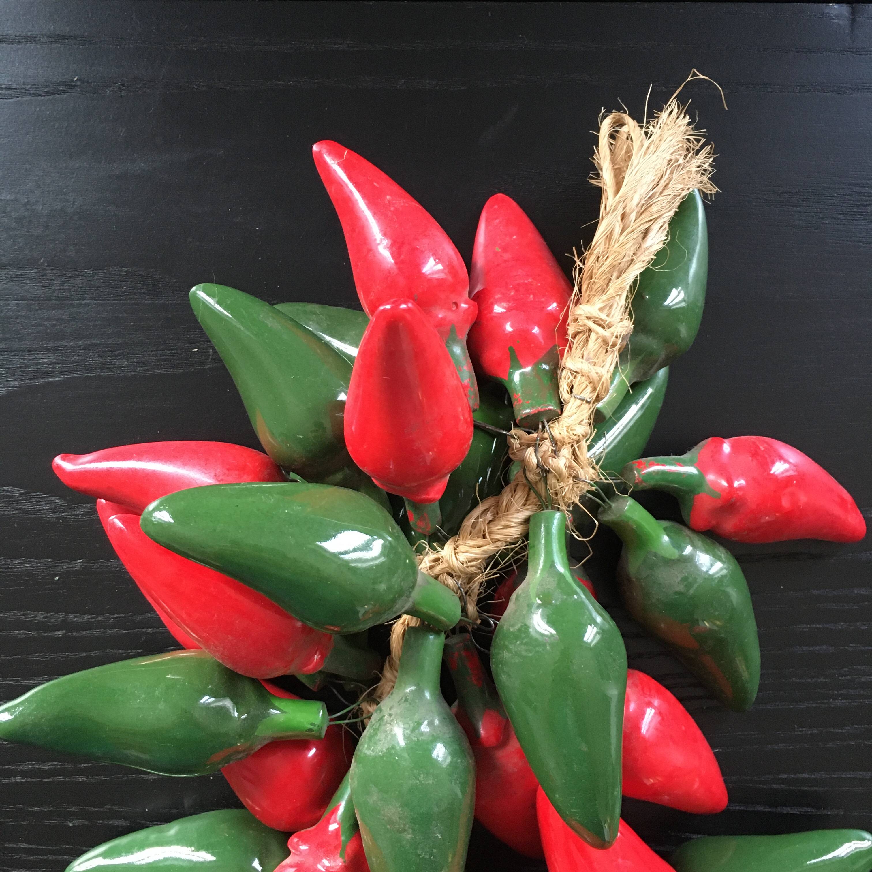 Cluster of ceramic chili peppers