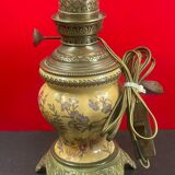 Ceramic and bronze lamp foot with Japanese floral decoration 24 cm