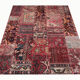 Tapis patchwork en laine rouge fait à la main - 151x208cm