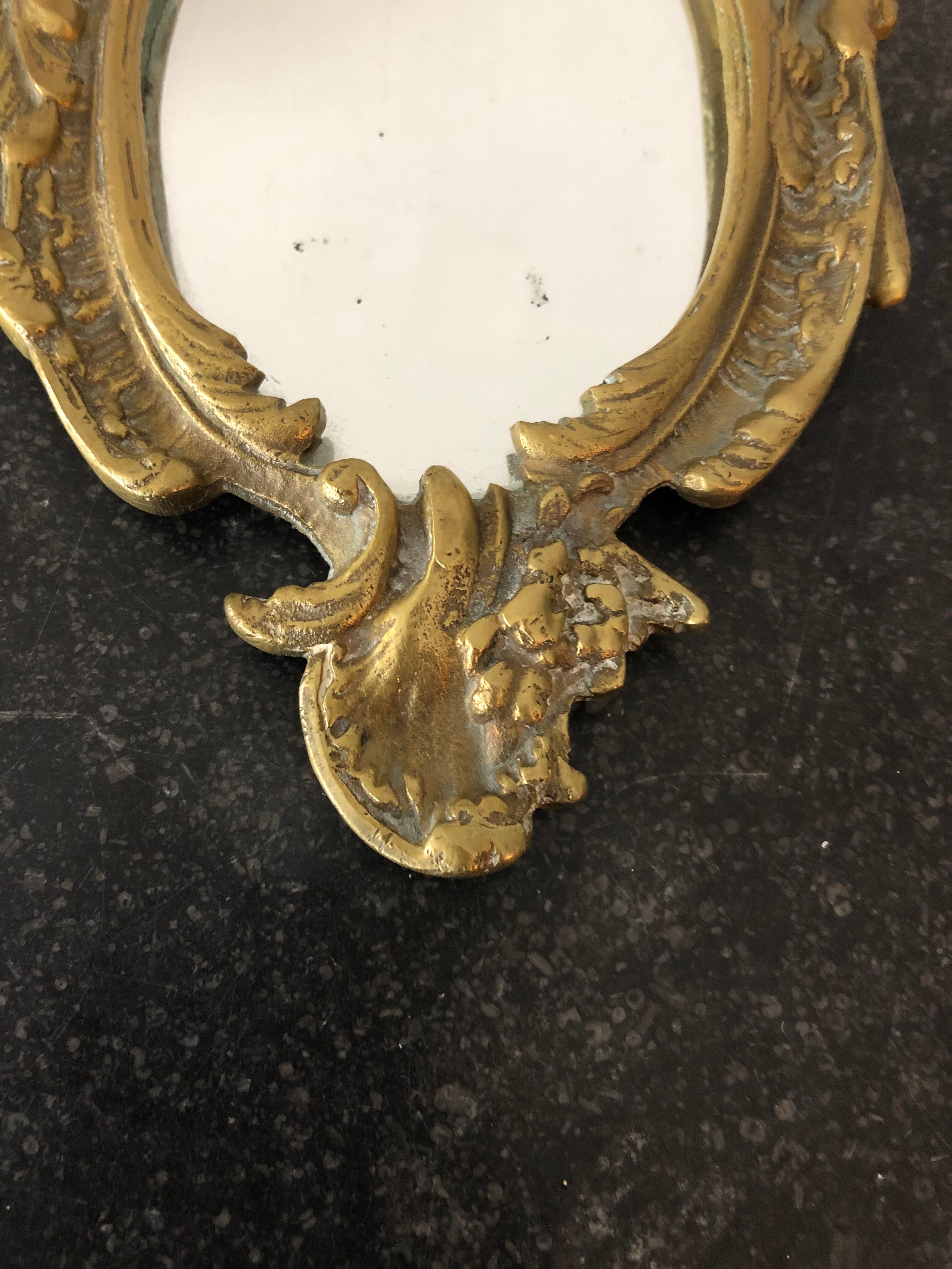 Brass hand mirror