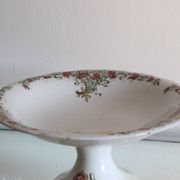 Antique dish, polychrome ironstone compote dish, “Guirlandes” model from the