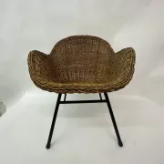 Chaise en osier de style mi-siècle, années 1950