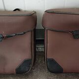 Pair of brown vinyl two-wheel saddlebags