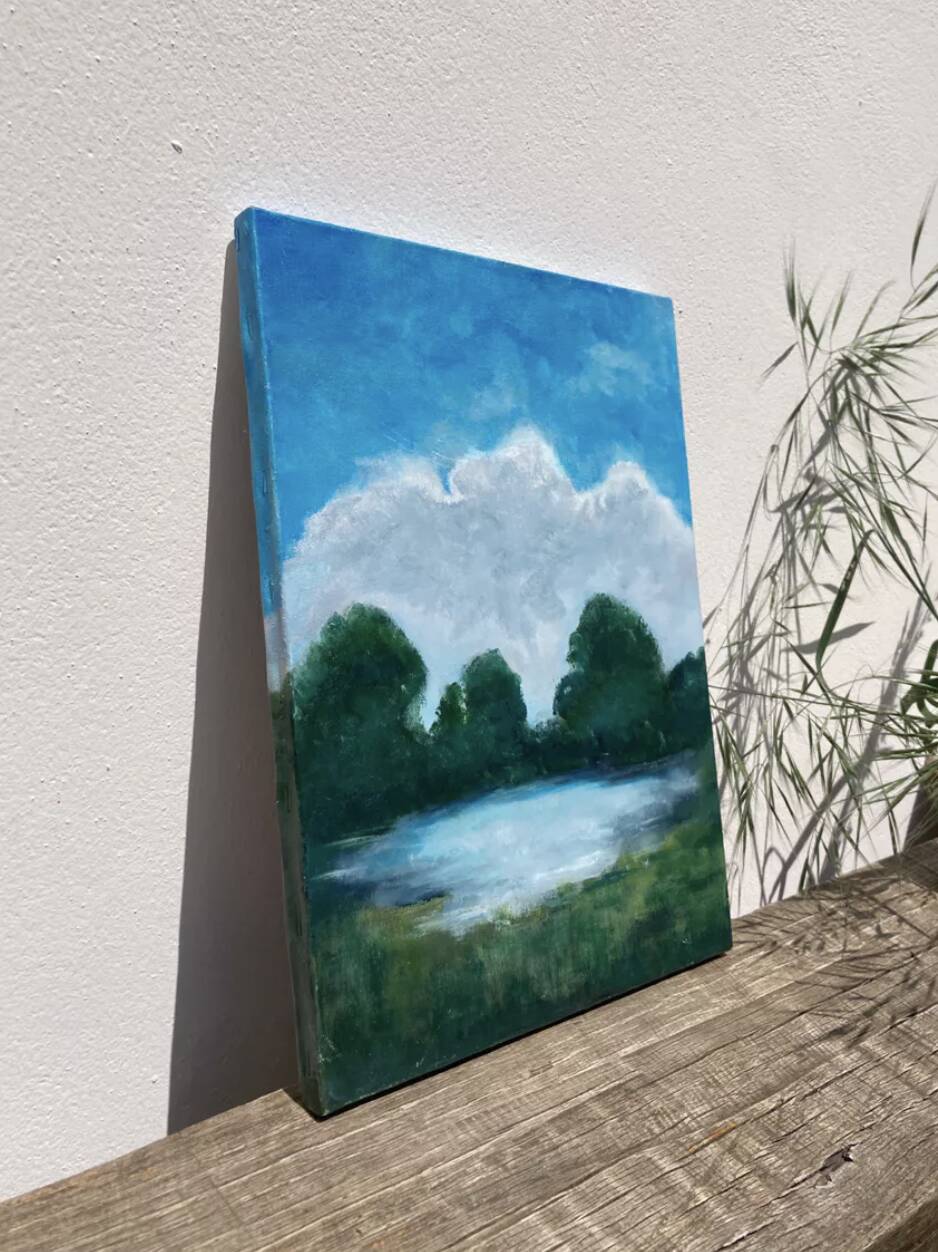 Old landscape painting / oil on canvas