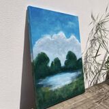 Old landscape painting / oil on canvas