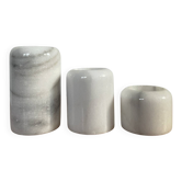 Trio de bougeoirs rouleaux vintage en marbre blanc
