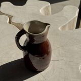 Large brown glazed stoneware jug Grès du Berry Made in France H19