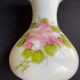 Vase Napoleon III in white opaline with floral decoration with gilding