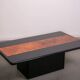 Table basse bar dissimulée, laque brillante et placage en loupe, vers 1980
