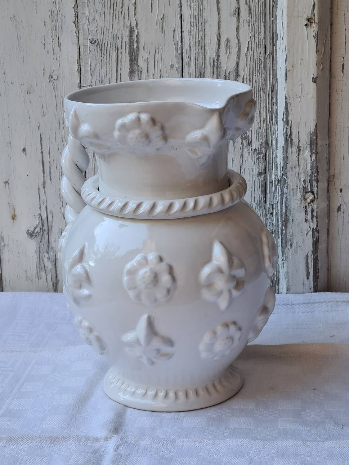 Émile Tessier white ceramic pitcher