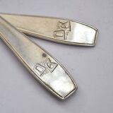 CHRISTOFLE, Atlas cutlery - fork and spoon in silver metal with DB monogram