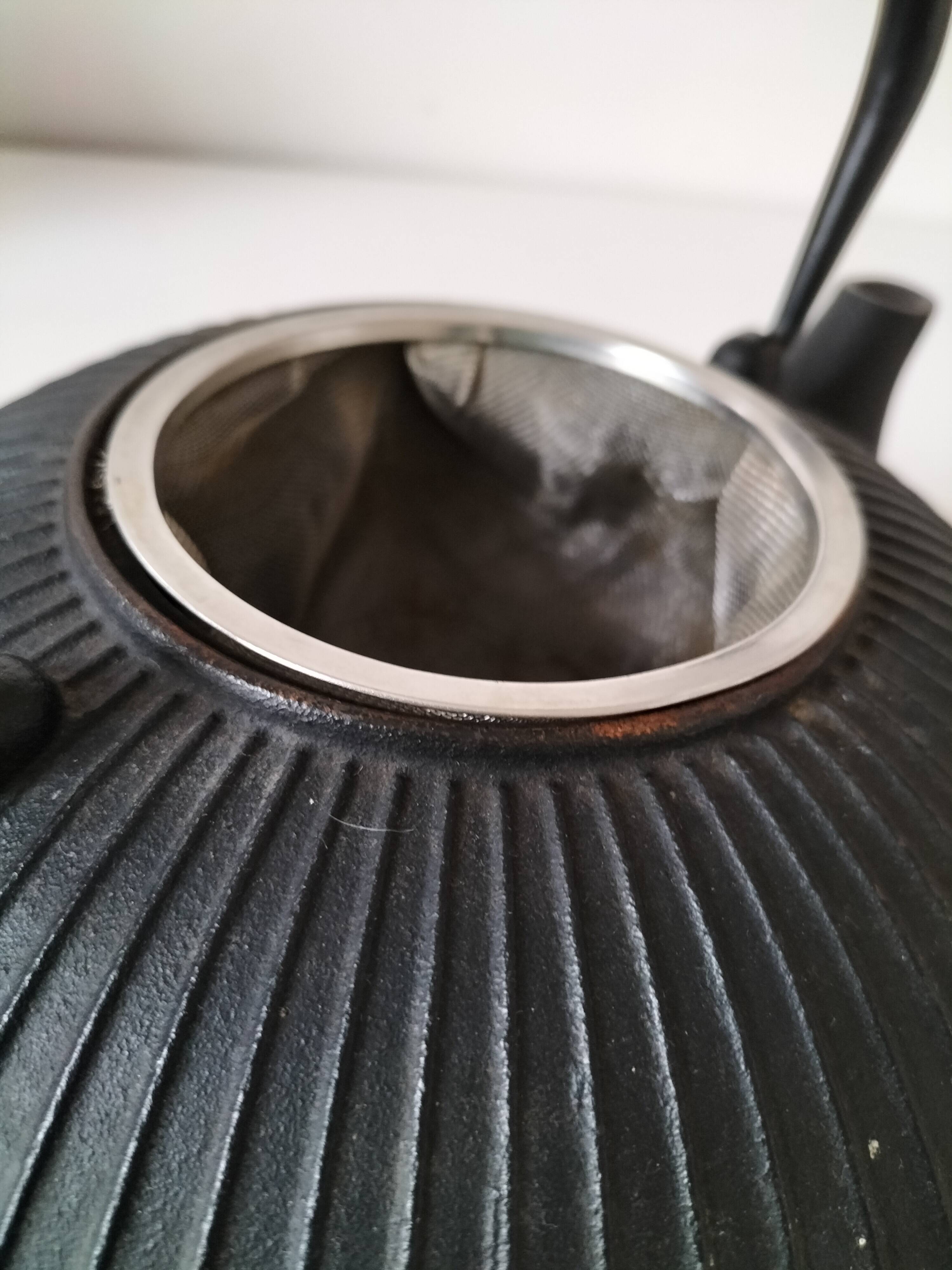 Black grooved cast iron teapot – Japanese Zen style