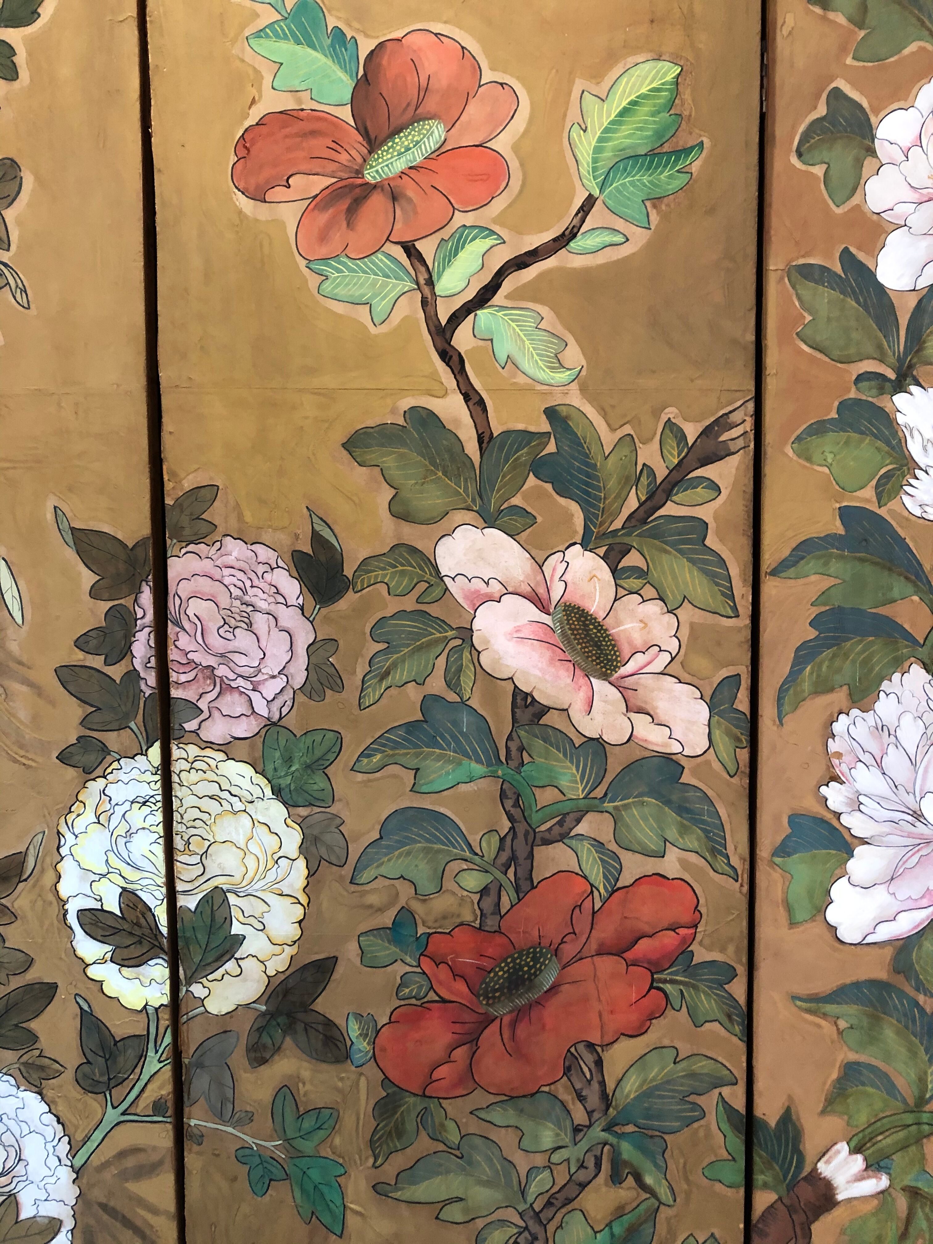 Screen 4 works in bois with peinture on papier style art de co