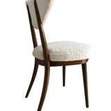 Midcentury White bouclé Heart Chairs, by Kurmanowicz, 1960s, Set of 6