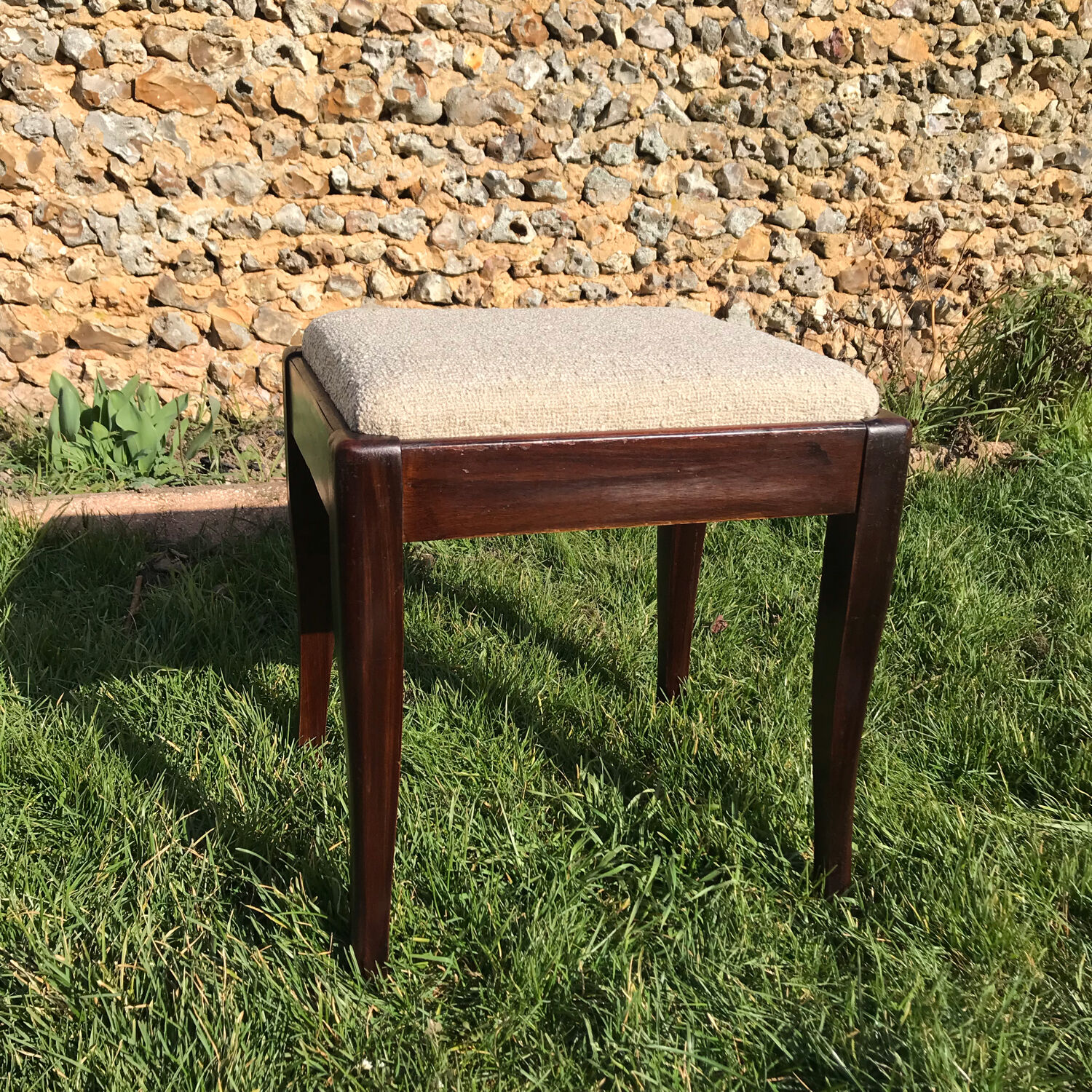 Vintage rectangular piano stool 1950