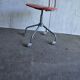 Chaise pivotante industrielle corail en skaï et piètement chromé, années 1950