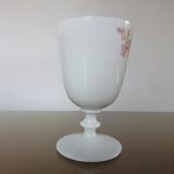 Opaline vase floral pattern, signed, 60s 70s