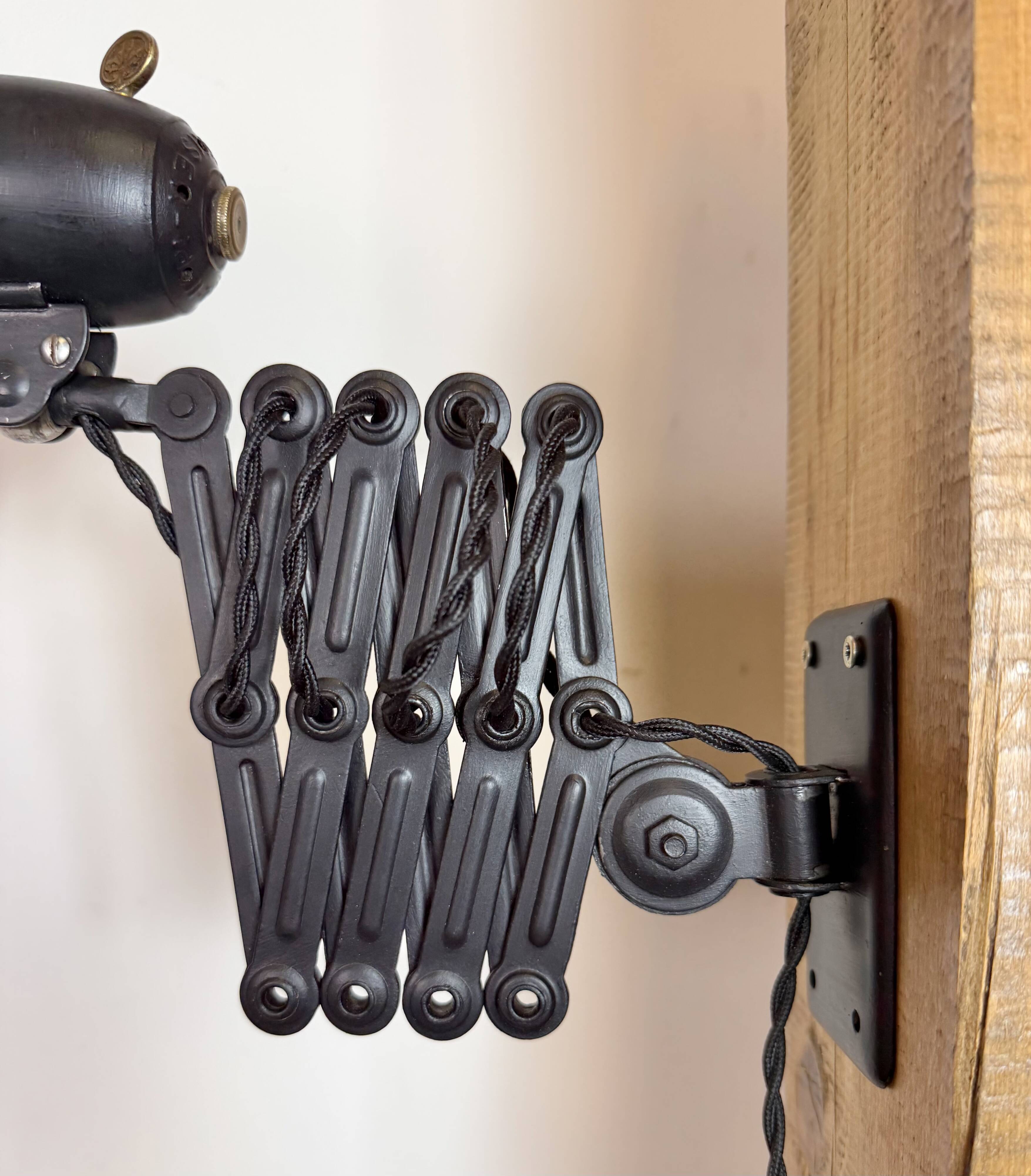 Black Industrial Bauhaus Scissor Wall Lamp from Kaiser Idell, 1930s