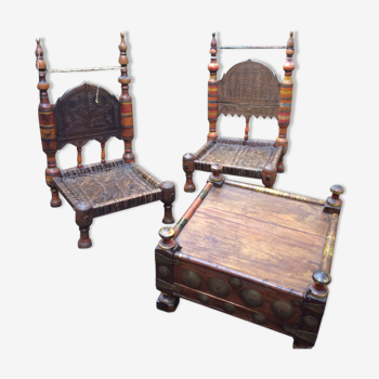 Lounge table and low tea chairs originally from Pakistan/Afghanistan