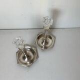 Pair of silver-plated metal candlesticks