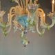 Multi-Colored Murano Glass Venetian Chandelier, Six Light Arms, Circa 1900