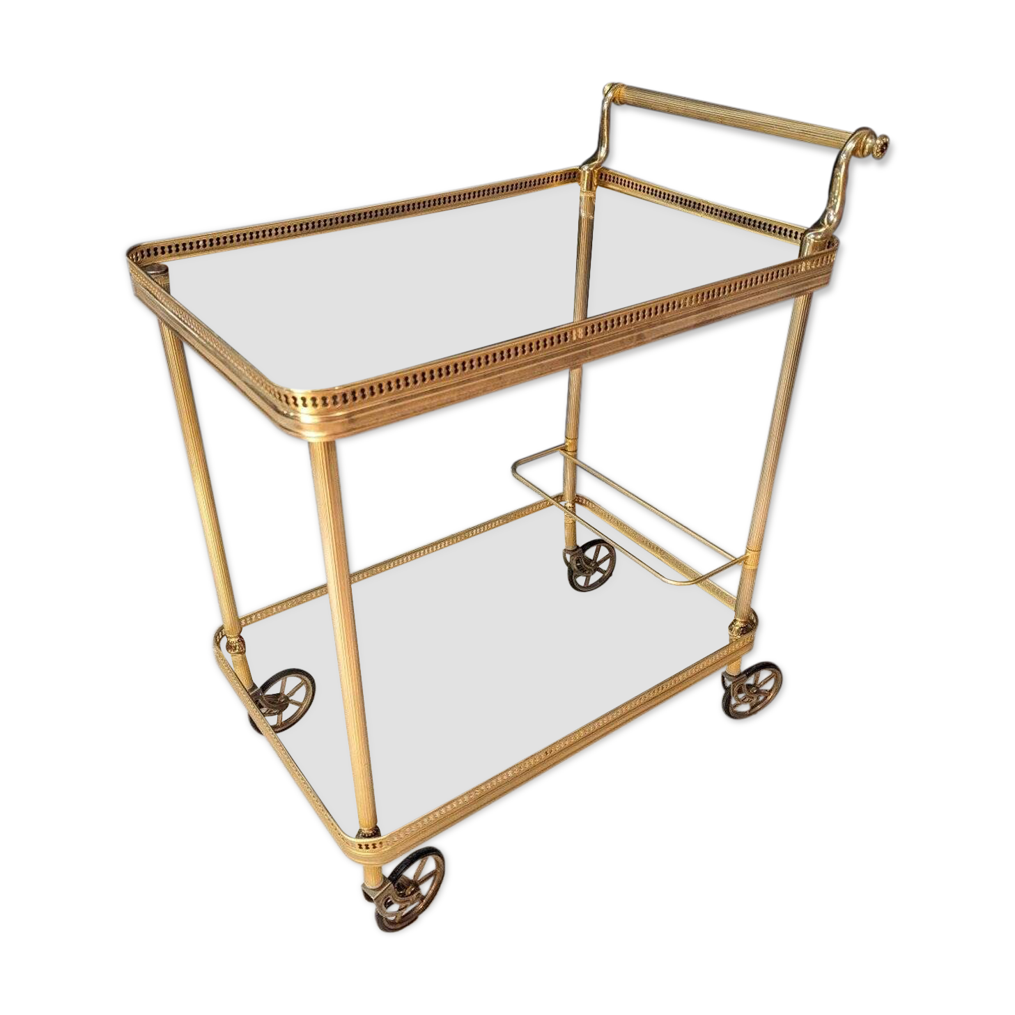 Serving trolley in brass and gilt bronze, 1970s
