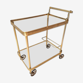 Serving trolley in brass and gilt bronze, 1970s