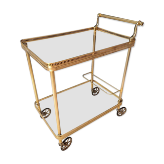 Serving trolley in brass and gilt bronze, 1970s