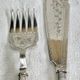 Antique Victorian fish serving cutlery, bone and silver-plated metal