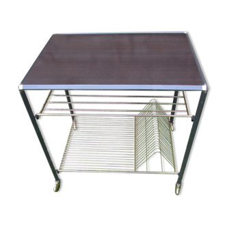 Table roulante vintage classeur vinyles