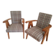 Pair of solid oak armchairs, 1950s.