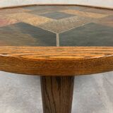 Brutalist Oak and Stone Coffee Table