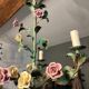 metal chandelier and porcelain flowers
