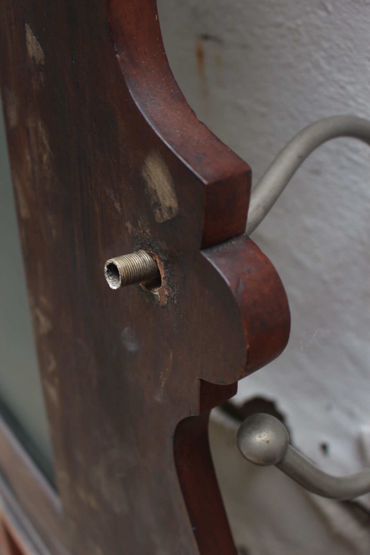 Art nouveau entrance cherry tree wood coat rack with mirror 1890s