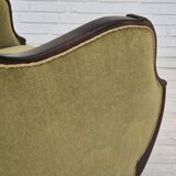 Fauteuil danois en tissu vert et chêne, 1960
