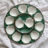 Round oyster or shell dish, vintage earthenware slip