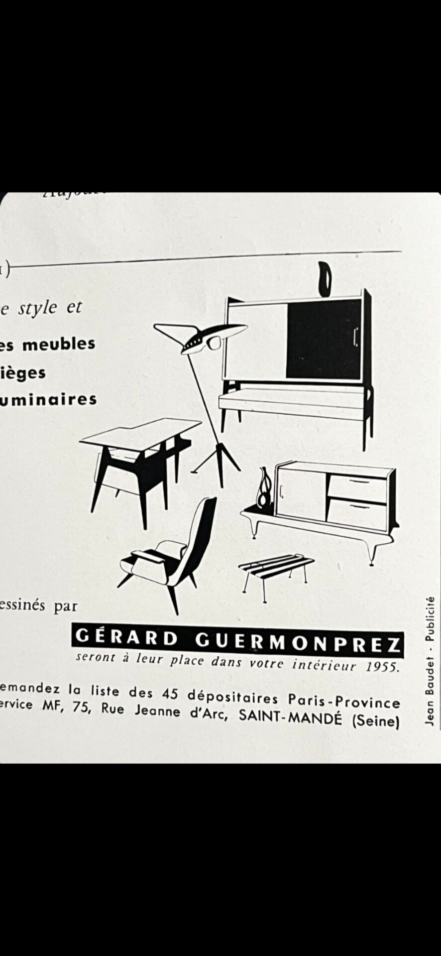 Gerard Guermonprez vintage design lamp post lamp 1950