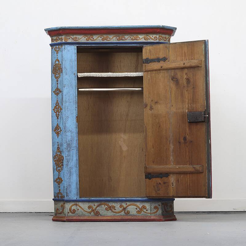 Rustic Farmhouse Folk Art Painted Bridal Cabinet