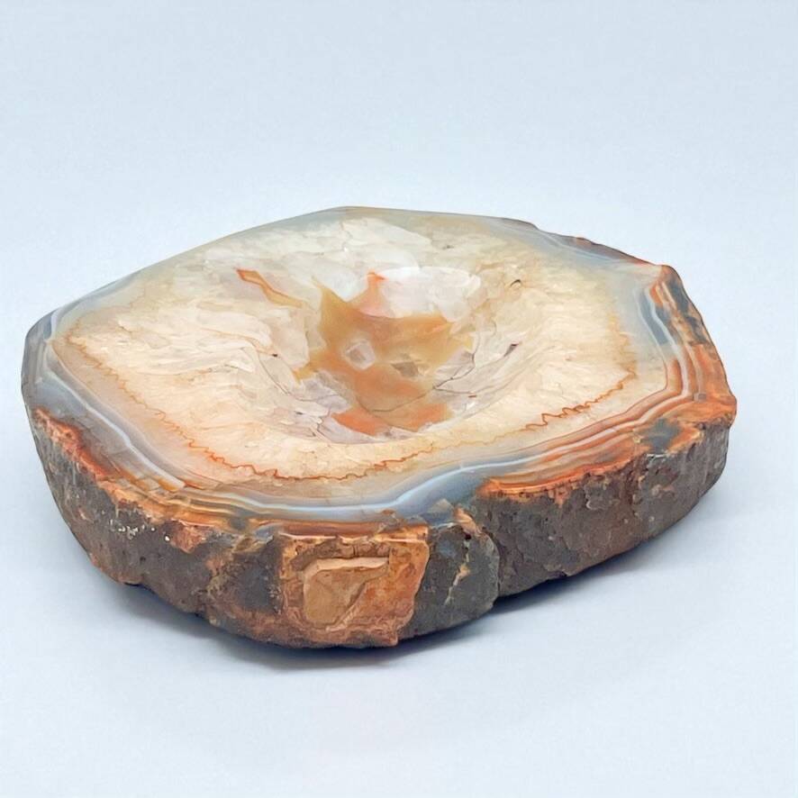 Vintage blue crystal agate slice ashtray 1960s