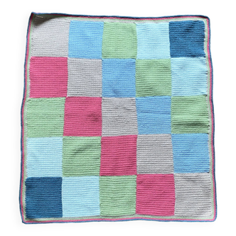 Couverture bébé , plaid crochet vintage 80X90 cm